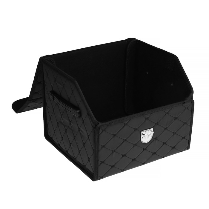 Органайзер кофр в багажник автомобиля HT-093, саквояж 36&times;32&times;29 см, экокожа, черный