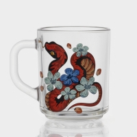 Кружка стеклянная чайная &laquo;Цветы и змеи&raquo;, 200 мл, МИКС