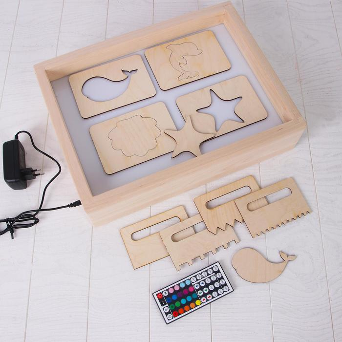 Планшет для рисования песком с цветной подсветкой, 30 × 40 см + гребень и трафарет Планшет для рисования песком с цветной подсветкой, 30 × 40 см + гребень и трафарет