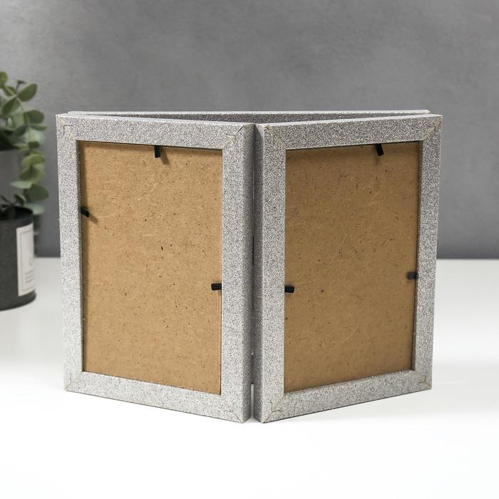 Фоторамка пластик на 3 фото 10х15, 15х20 см Фоторамка пластик на 3 фото 10х15, 15х20 см "Блёстки" серебро 18х50 см