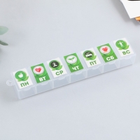 Таблетница &laquo;Неделя&raquo;, 7 секций, русские буквы, 15,5 х 3,4 см.