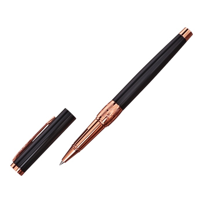 Ручка подарочная роллер в кожзам футляре Грант корпус черный/бронза Ручка подарочная роллер в кожзам футляре Грант корпус черный/бронза