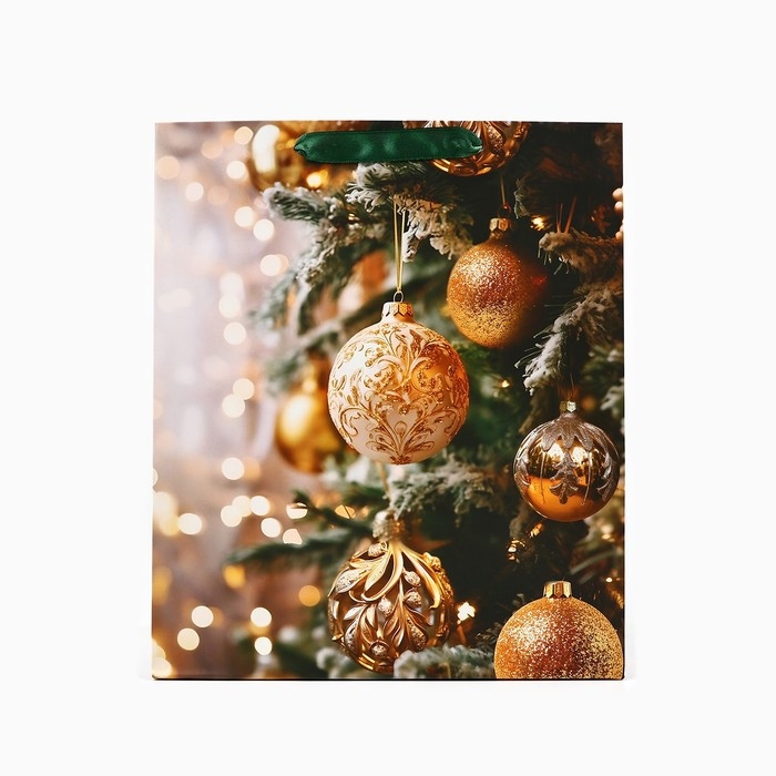 Пакет подарочный новогодний ламинированный &laquo;Ёлочные игрушки&raquo;, ML 23 х 27 х 11.5 см , Новый год