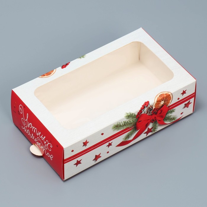 Коробочка для макарун &laquo;Уютных моментов&raquo; 18 х 10 х 5,5 см, Новый год