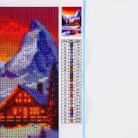 Алмазная мозаика на новый год с полным заполнением со светящимися стразами на холсте &laquo;Домик в горах&raquo;, 20 х 30 см, новогодний набор для творчества