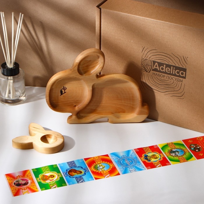 Пасхальный набор Adelica, менажница, подставка под яйцо, термонаклейки на 7 яиц, 22&times;18 см