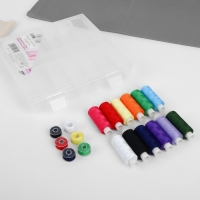 Набор ниток «Радуга», 40/2, 200 м, 18 шт, в органайзере, цвет разноцветный Набор ниток «Радуга», 40/2, 200 м, 18 шт, в органайзере, цвет разноцветный