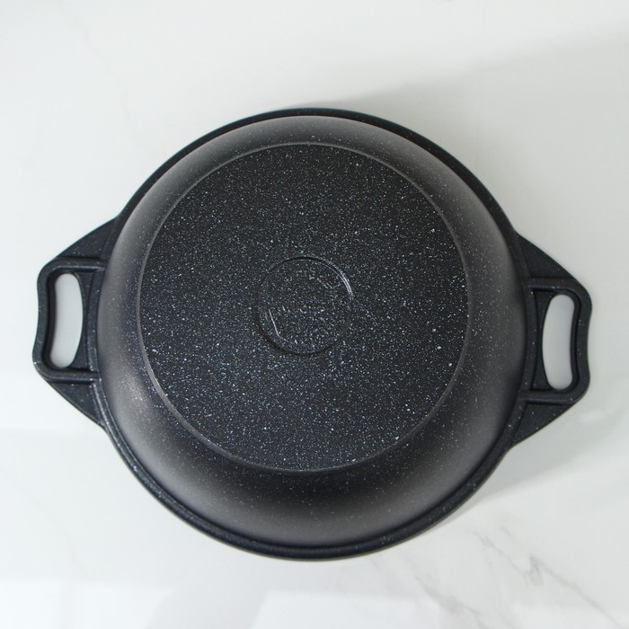 Казан с крышкой-сковородой, 3 л, литые ручки, антипригарное покрытие, цвет тёмный мрамор Казан с крышкой-сковородой, 3 л, литые ручки, антипригарное покрытие, цвет тёмный мрамор