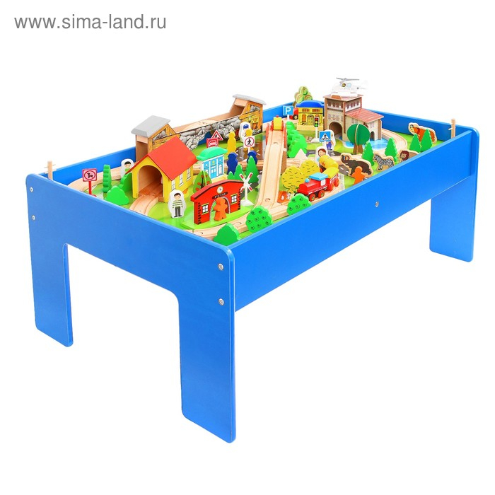 Железная дорога, 108 элементов, стол в комплекте Железная дорога, 108 элементов, стол в комплекте