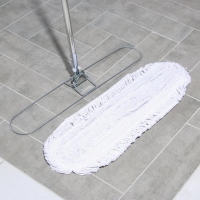 Швабра для мытья пола плоская Доляна, стальная ручка 125 см, широкая х/б насадка 78,5&times;18,5 см