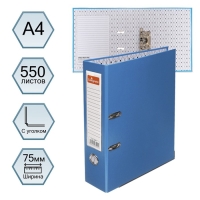 Папка-регистратор А4, 75 мм, Calligrata, ПВХ, тиснение "лен", металлическая окантовка, карман на корешок, собранная, голубая, микс Папка-регистратор А4, 75 мм, Calligrata, ПВХ, тиснение "лен", металлическая окантовка, карман на корешок, собранная, голубая, микс