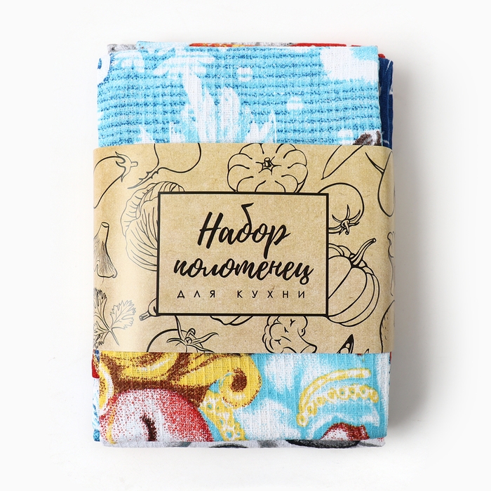 Набор кухонных полотенец &laquo;Доляна&raquo; С Новым счастьем 35х60см-4шт, 100% хлопок