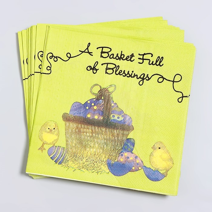 Салфетки бумажные «Пасхальная корзина» с цыплятами, 33х33 см, набор 20 шт Салфетки бумажные «Пасхальная корзина» с цыплятами, 33х33 см, набор 20 шт