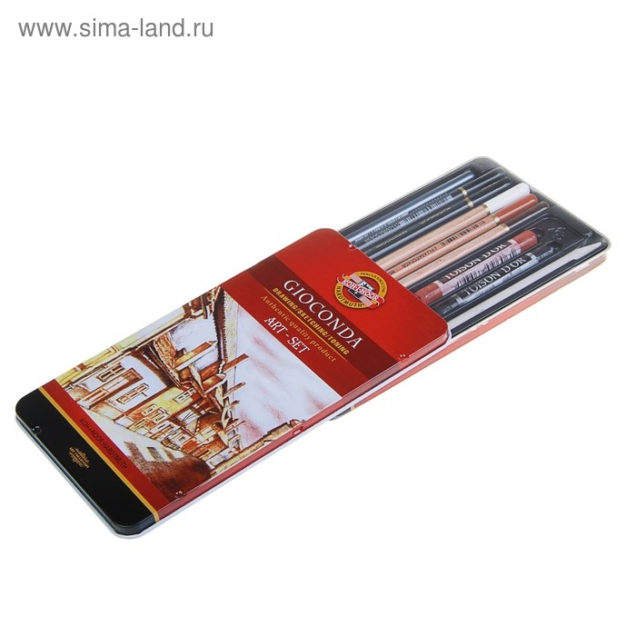 Художественный набор Koh-I-Noor 8890, GIOCONDA, 10 предметов в металлическом пенале Художественный набор Koh-I-Noor 8890, GIOCONDA, 10 предметов в металлическом пенале