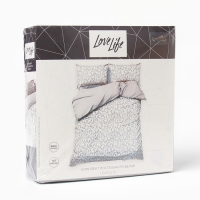 Постельное бельё LoveLife евро Leaflets 200х220см,225х240см,50х70см-2шт, жатка, 100% п/э, 100гр/м2