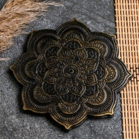 Подставка для благовоний "Мандала" черное золото, 16х2см