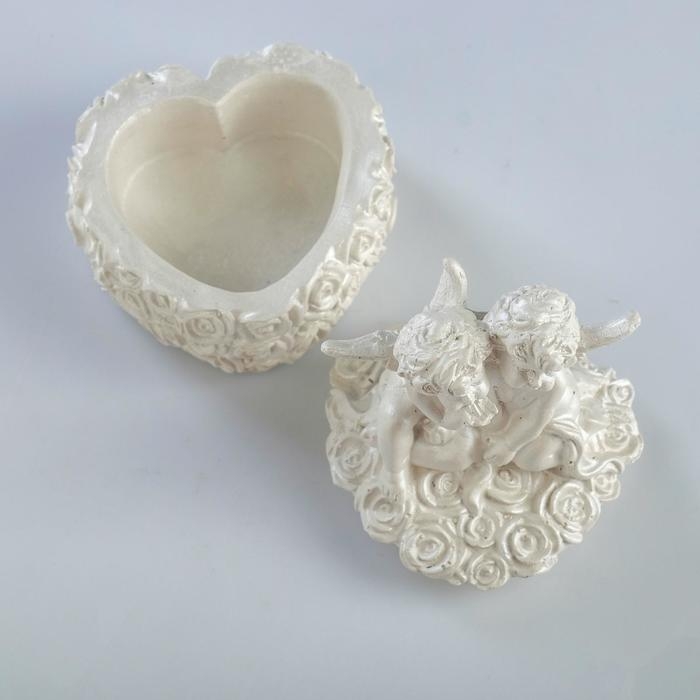 Шкатулка для мелочей Шкатулка для мелочей "Ангел" перламутровая, 9см