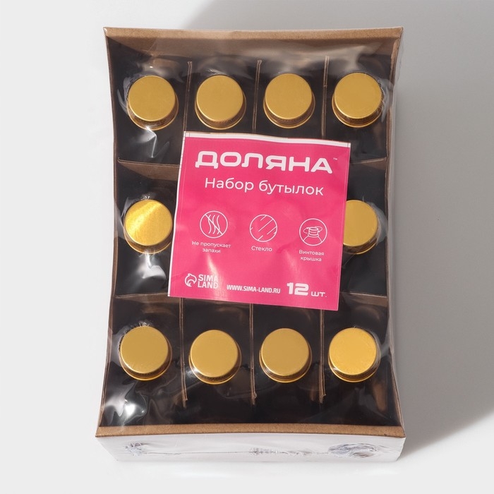 Набор стеклянных баночек для специй с металлической крышкой Доляна &laquo;Аква&raquo;, 150 мл, 6&times;3&times;14 см, 12 шт