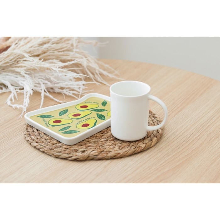 Чайная пара керамическая &laquo;Наслаждайся&raquo;, кружка 200 мл, блюдце 17.8х13.3 см, цвет белый