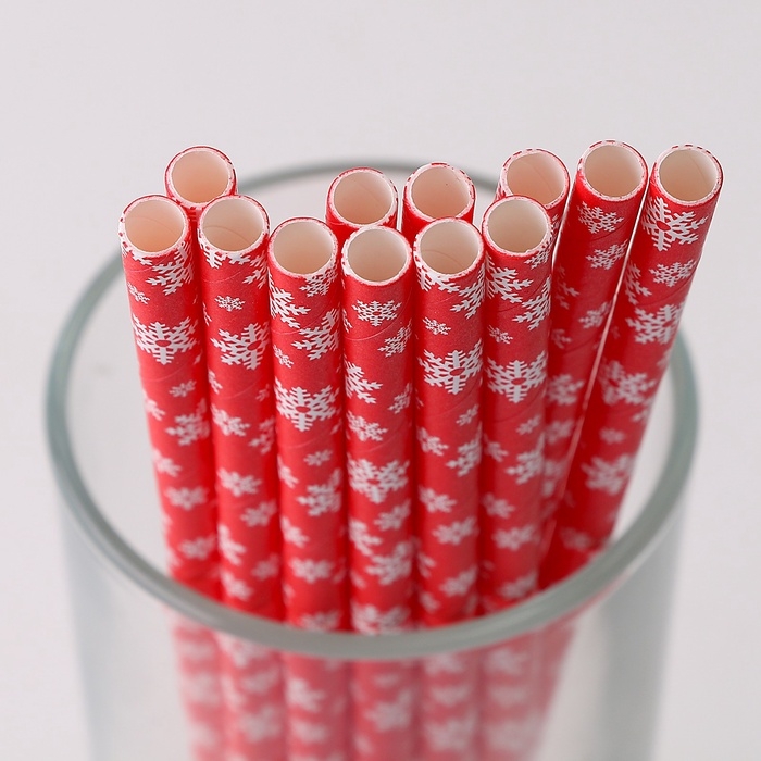 Новый год! Трубочки для коктейля &laquo;Снежинки&raquo;, набор 12 шт.