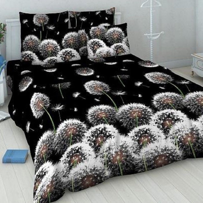 Постельное бельё 1,5 сп. &laquo;Василиса&raquo; Белые одуванчики, 145х215 см, 150х214 см, 70х70 см - 2 шт.