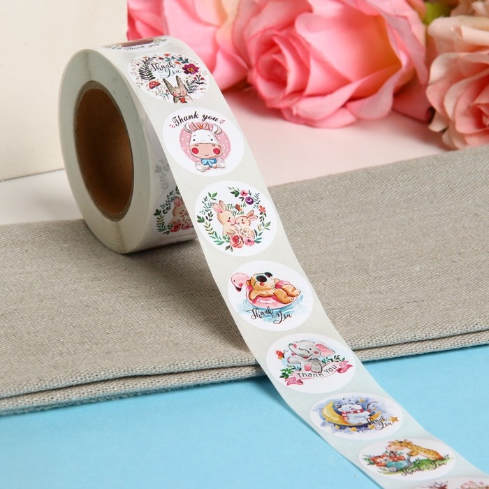 Новый год. Набор наклеек в рулоне Новый год. Набор наклеек в рулоне "Животные", 500 шт, 2,5 х 2,5 см