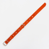 Ошейник кожаный тисненый однослойный, безразмерный, 64 х 3,5 см, ОШ 31-60 см, рыжий Ошейник кожаный тисненый однослойный, безразмерный, 64 х 3,5 см, ОШ 31-60 см, рыжий