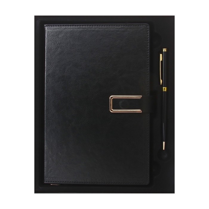 Ежедневник недатированный, обложка ПВХ, формат А5, 140 листов, клетка, с ручкой, подарочная коробка, МИКС