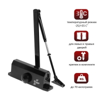 Доводчик дверной ТУНДРА D70BL, до 70 кг, черный Доводчик дверной ТУНДРА D70BL, до 70 кг, черный