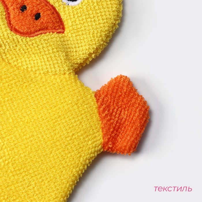 Мочалка - варежка детская для купания Доляна &laquo;Уточка&raquo;, 21 см