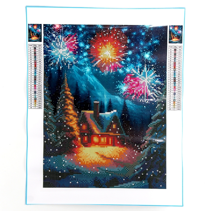 Новогодняя алмазная мозаика с частичным заполнением на холсте &laquo;Новый год в лесу&raquo;, 30 х 40 см