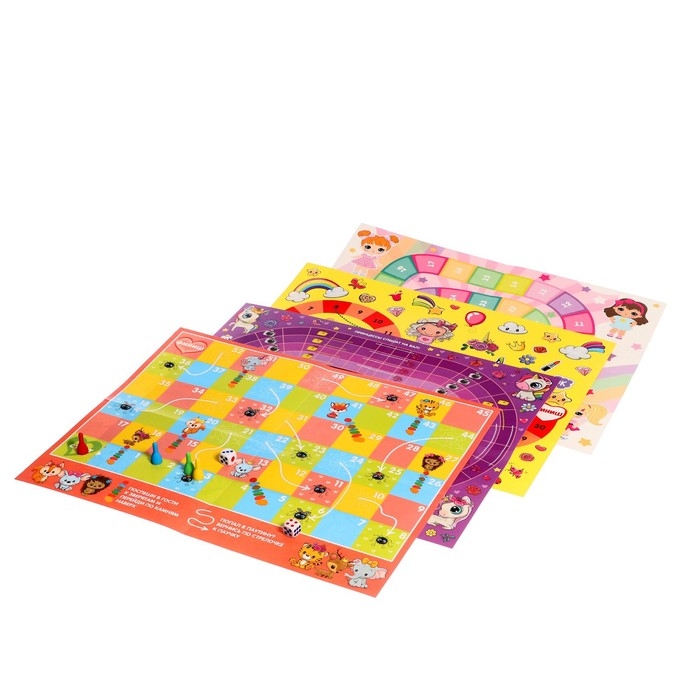 Настольная игра «Веселые ходилки» 4 в 1, для девочек Настольная игра «Веселые ходилки» 4 в 1, для девочек