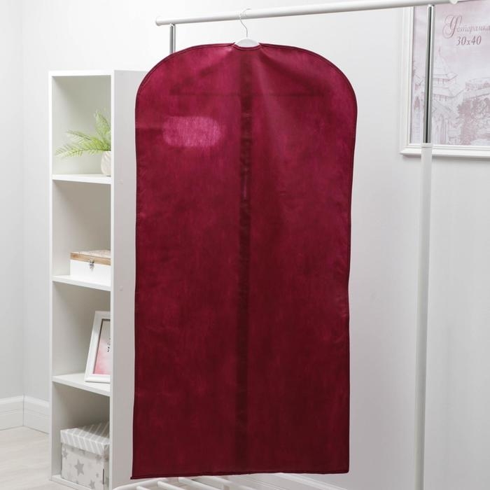 Чехол для одежды с окном, 60&times;120 см, спанбонд, цвет бордо