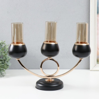 Подсвечник металл на 3 свечи "Тёмный рыцарь" чёрный матовый с золотом 36х24х12 см Подсвечник металл на 3 свечи "Тёмный рыцарь" чёрный матовый с золотом 36х24х12 см