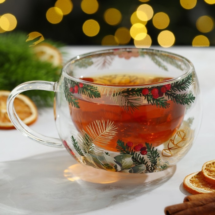 Новый год. Кружка новогодняя стеклянная с двойными стенками &laquo;Зимние истории&raquo;, 270 мл