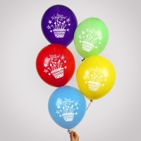 Воздушный шар латексный 12" «День рождения», праздн. тематика, пастель, 5 шт. Воздушный шар латексный 12" «День рождения», праздн. тематика, пастель, 5 шт.