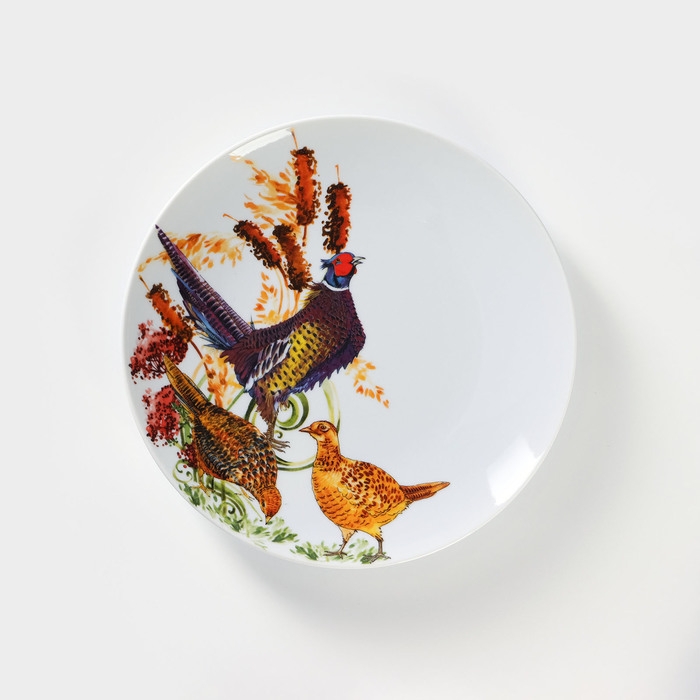 Тарелка фарфоровая &laquo;Сезон охоты&raquo;, d=24 см, рисунок микс, цвет белый