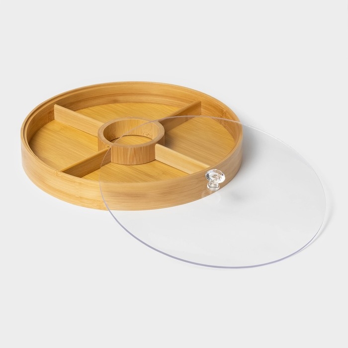 Ящик для хранения круглый Доляна Striata, d=30 см, бамбук