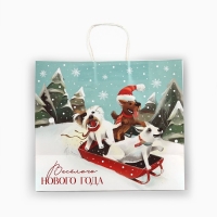 Пакет подарочный новогодний крафтовый &laquo;Сказочного нового года&raquo;, 28 х 15 х 32 см , Новый год