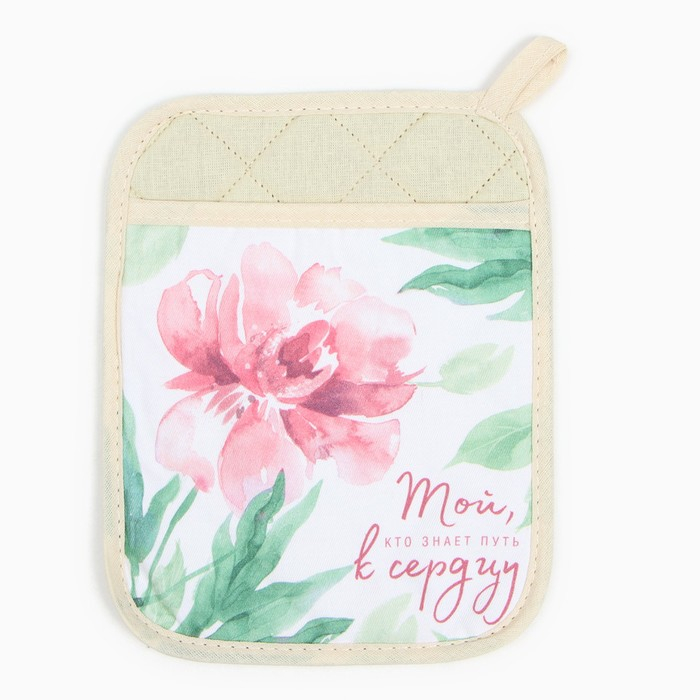Набор подарочный &laquo;Пион&raquo; прихватка-карман, полотенце, лопатка