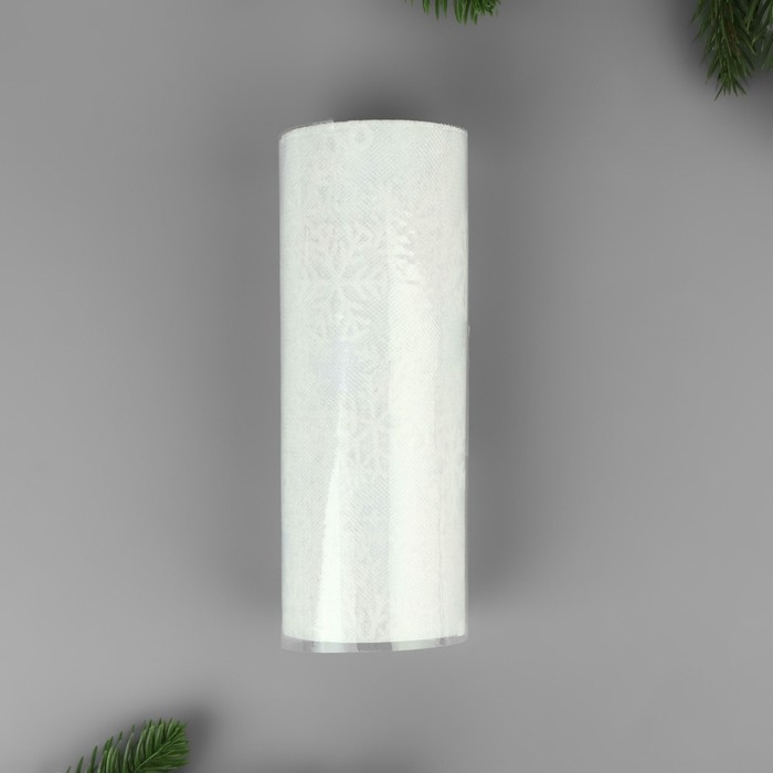 Фатин со снежинками, 15 см, 11 ± 1 г/кв.м, 9,1 ± 0,5 м, цвет белый №1 Фатин со снежинками, 15 см, 11 ± 1 г/кв.м, 9,1 ± 0,5 м, цвет белый №1