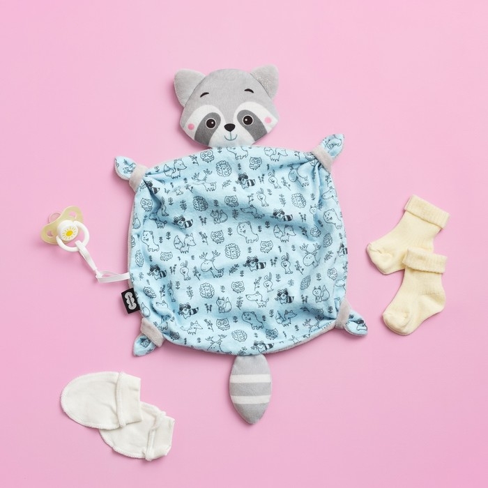 Комфортер - игрушка &laquo;Енотик&raquo; с держателем для соски, цвет серый, Мякиши