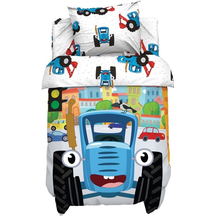Постельное бельё Синий трактор &laquo;Город&raquo; 112х147 см, 60х120+20 см, 40х60 см, 100% хлопок, поплин 125г/м2