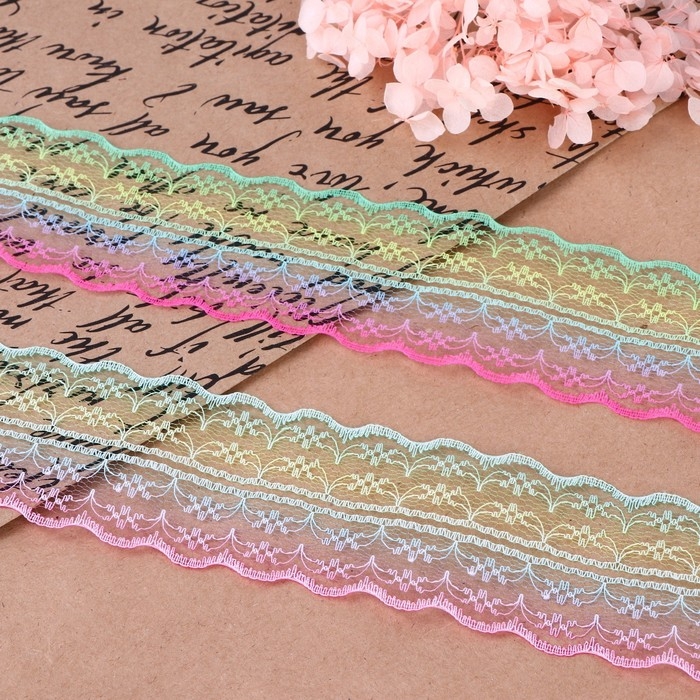 Кружево капроновое &laquo;Радуга светлая&raquo;, 50 мм &times; 10 &plusmn; 1 м, цвет разноцветный №2