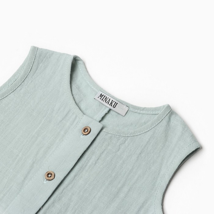 Комбинезон детский без рукавов MINAKU, цвет серо-зеленый, размер 62-68