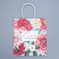Пакет подарочный крафтовый, упаковка, &laquo;Цветочный&raquo;, 22 х 25 х 12 см