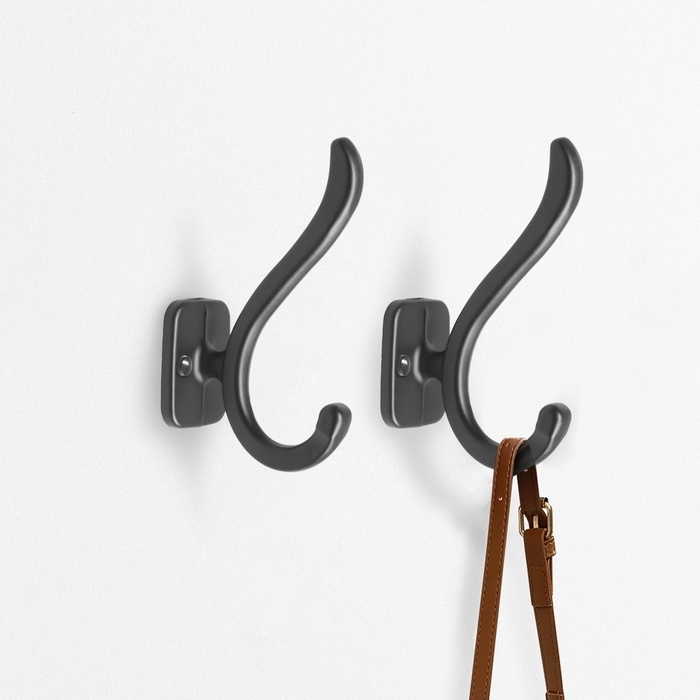 Крючок мебельный CAPPIO SMILE, двухрожковый, черный Крючок мебельный CAPPIO SMILE, двухрожковый, черный