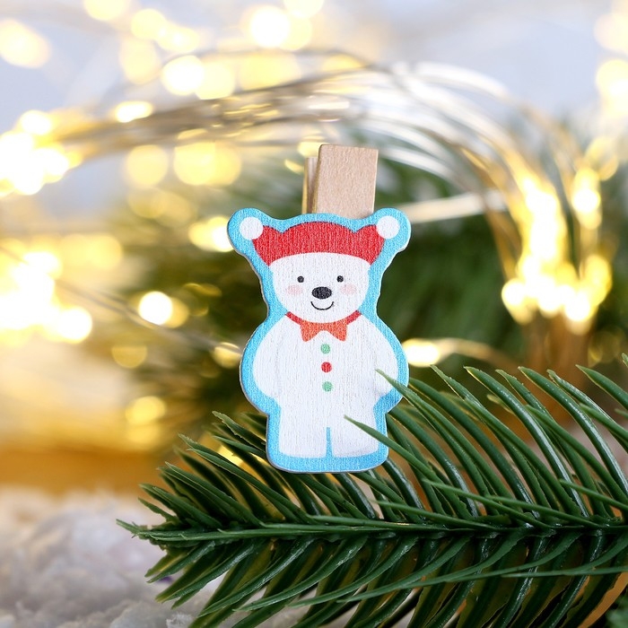 Набор декоративных прищепок Набор декоративных прищепок "Новогодние мишки" набор 10 шт.