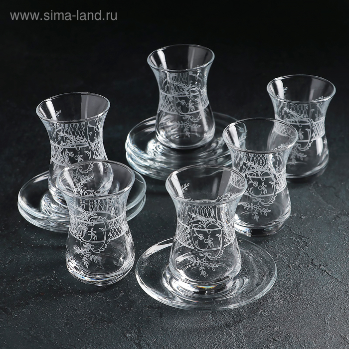 Сервиз чайный &laquo;Ассоль&raquo;, 12 предметов: стакан чайный 160 мл 6 шт, блюдце 6 шт