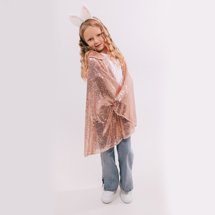 Карнавальный набор &laquo;Стильный зайка&raquo; плащ с пайетками 65 см, ободок, цвет розовый
